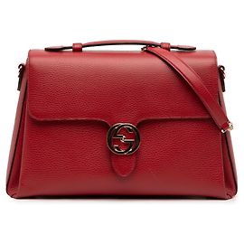 Borsa Gucci Red Medium Dollar Calf Interlocking G
