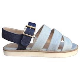 Anne Thomas Denim-Leder Sandalen Größe 37