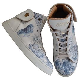 Autre Marque Baron Papillon Sneakers Alte in Pelle Bianca e Blu