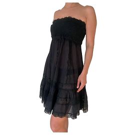 Autre Marque Abito senza spalline in pizzo nero Charo Ruiz