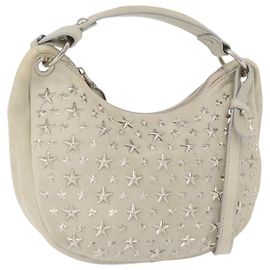 Borsa a Spalla Jimmy Choo in Pelle Avorio Argento Auth BA12565A