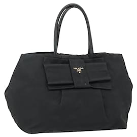 Borsa a mano PRADA Ribbon Nylon Nero Oro Auth 179608