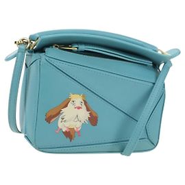 LOEWE �~ Ghibli Howl's Puzzle Bag Mini Hin Bag Leather 2way Blue Auth 167312SM