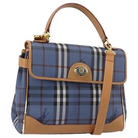 Bolso Burberry de PVC 2way Azul Oro Auth 179143