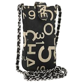 CHANEL By Sea Line Chain Shoulder Bag Canvas Black Silver CC Auth bs35066A