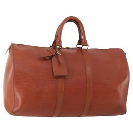 LOUIS VUITTON Epi Keepall 45 Boston Bag Brown M42978 LV Auth bs34522