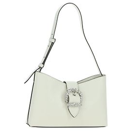 Borsa a tracolla Hobo Jimmy Choo Cheri Crystal in pelle bianca e argento Auth mr2419A