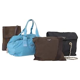Borsa a tracolla LOEWE PRADA in scamosciato e nylon 4 Set Marrone Blu navy Autentico 177843