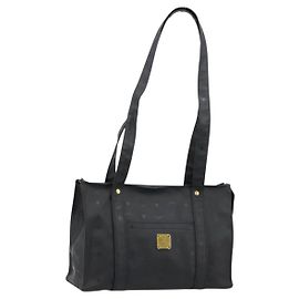 Borsa a tracolla MCM Vicetos Logogram PVC Nero Oro Auth mr2450