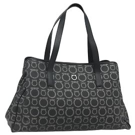 Borsa Tote Salvatore Ferragamo Gancini in pelle nera argento ka4260