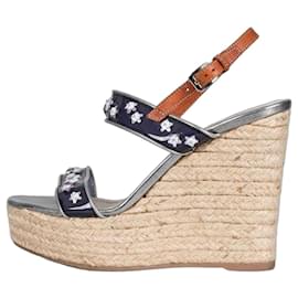 Sandali con zeppa in pelle grigia Christian Dior Taglia 39 usato