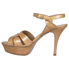 Sandali Tribute in pelle dorata Saint Laurent - Sz. 38.5 usato