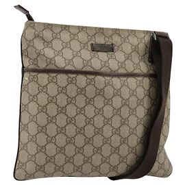 Borsa a tracolla GUCCI GG Supreme PVC Beige Argento 141626 Auth ka4329