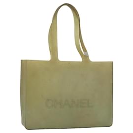 Borsa Tote CHANEL in gomma verde con CC argento Autentica 178827