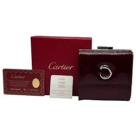 Vintage Cartier Geldbörse aus Lackleder bordeaux