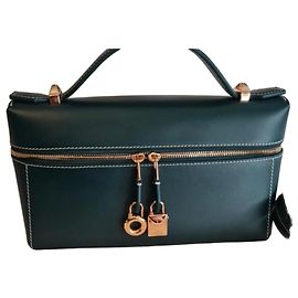 Loro Piana Green Leather Vanity Handbag