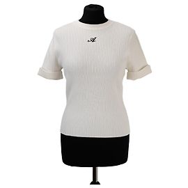 Axel Arigato White Ribbed Knit Top with Embroidered Logo