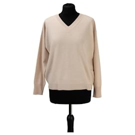 Peserico V-Ausschnitt Pullover aus Woll-Seiden-Mischung beige