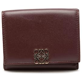 Cartera trifold LOEWE de cuero rojo con Anagram