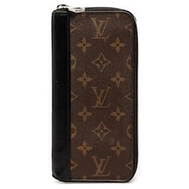 Louis Vuitton Braunes Monogram Macassar Vertikales Zippy Portemonnaie
