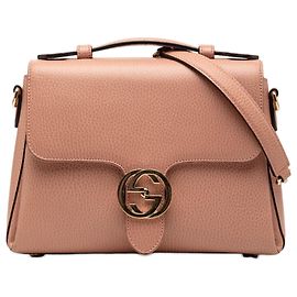 Gucci Pink Small Dollar Calf Interlocking G Satchel