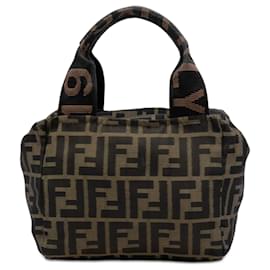 Sac à main mini Zucca en toile marron Fendi