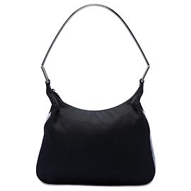 Borsa a tracolla Prada in Tessuto con bordi in pelle nera con effetto coccodrillo