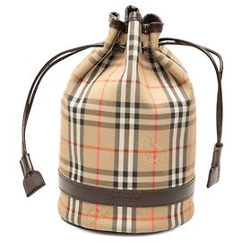 Burberry Beige Haymarket Check Canvas Kordelzug-Beutel