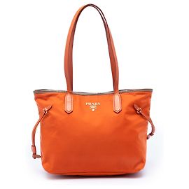 Prada Orange Saffiano Trimmed Tessuto Open Tote Tasche
