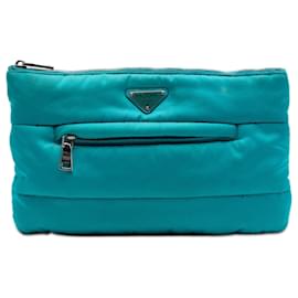 Clutch Bomber Tessuto azul Prada