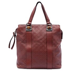 Tote Gucci Red Guccissima Tender Bamboo Bar