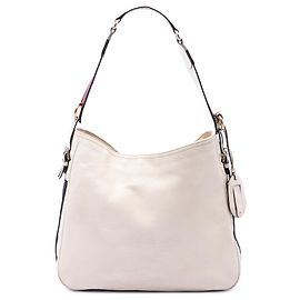 Borsa a Spalla Gucci White Medium Pebbled Calfskin Web Heritage