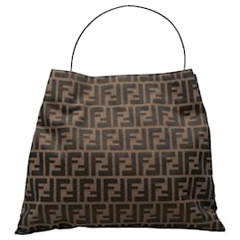 Tote Fendi in tela Zucca marrone con manico in metallo