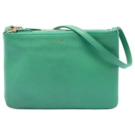 Céline Celine Green Small Lambskin Trio Crossbody