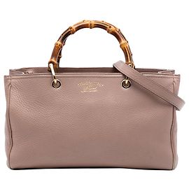 Sac shopper Gucci en cuir de veau rose taille Medium avec détails Bamboo