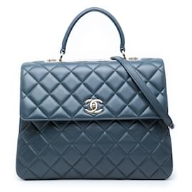 Chanel Blue Large Lambskin Trendy CC Top Handle Flap