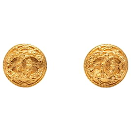 Orecchini Chanel Gold CC tondi placcati oro con clip
