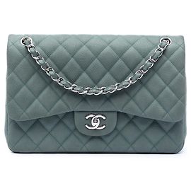 Chanel Blue Jumbo Classic Iridescent Caviar Double Flap