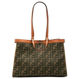 Fendi Green Zucca Embroidered Canvas Peekaboo X Tote