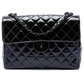 Chanel Black Jumbo Classic Patent Single Flap