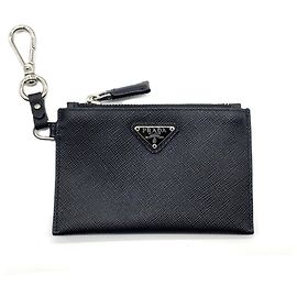 Monedero/Tarjetero Saffiano de Prada en negro