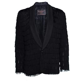 Semi-transparente Undercover Jacke mit Fransen.