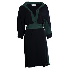 Dries van Noten, vestido cruzado negro y verde