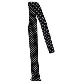 Saint Laurent, foulard in seta nero a pois skinny