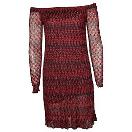 Missoni, Zickzack-Kleid in Rot, Rosa und Grau