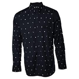 Givenchy, Camicia in cotone nero con ricamo a labbra