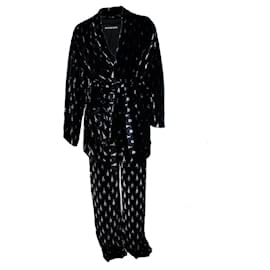 Balenciaga, black velour eiffeltower pyjama suit