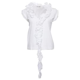 Comme des Garcons, Top vintage blanco con rouges. - Comme Des Garcons