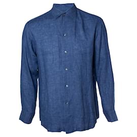 Brioni, Camicia in lino blu