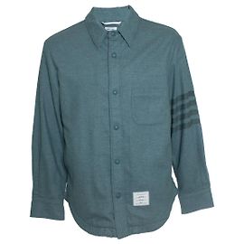 Thom Browne, Sovracamicia in cashmere e lana blu acciaio